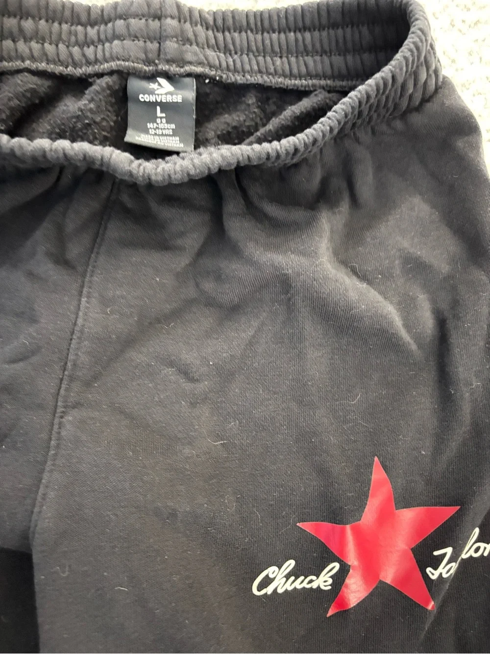 Converse Black Jogger Sweatpants with Red Star